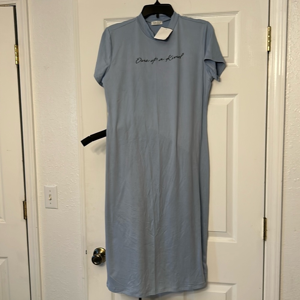 Blue shirt dress
